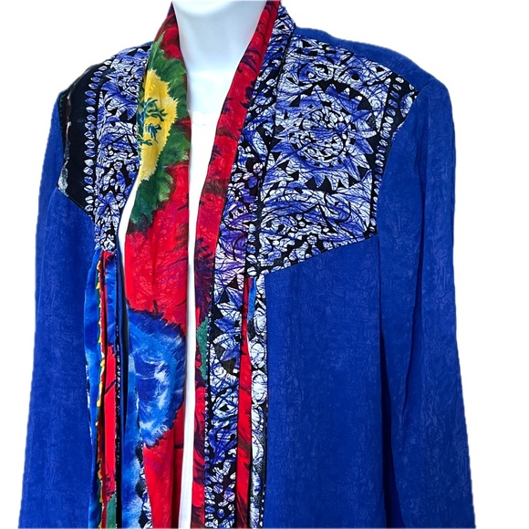 Platinum Dorothy Schoelen Vintage Jacket Blazer Sz M Artsy Boho Art to Wear Blue - Picture 4 of 7